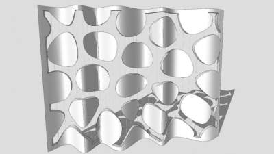 现代波浪形白色隔断SU模型下载_sketchup草图大师SKP模型