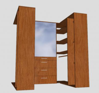 现代开放式衣柜壁柜SU模型下载_sketchup草图大师SKP模型