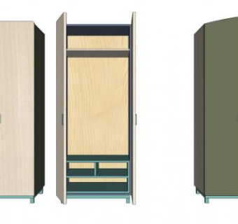 儿童双开门衣柜壁橱SU模型下载_sketchup草图大师SKP模型