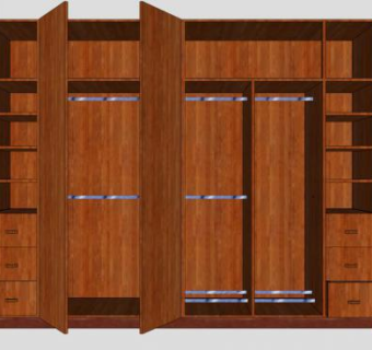 实木卧室衣柜SU模型下载_sketchup草图大师SKP模型