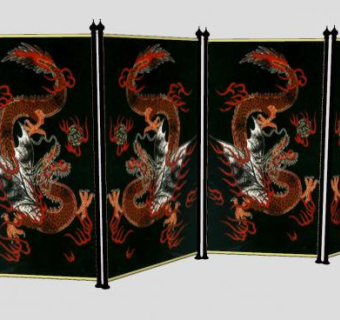 东方龙纹屏风SU模型下载_sketchup草图大师SKP模型