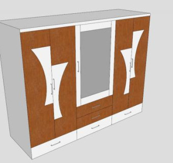 端景板式衣柜SU模型下载_sketchup草图大师SKP模型