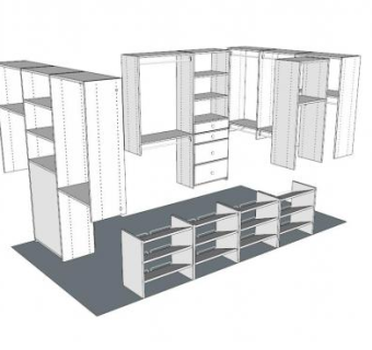 卧室白色衣柜SU模型下载_sketchup草图大师SKP模型