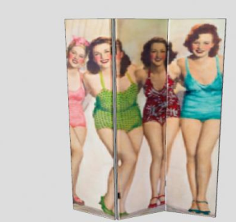 模特面板折叠屏风SU模型下载_sketchup草图大师SKP模型