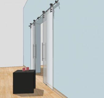 滑动玻璃门屏风SU模型下载_sketchup草图大师SKP模型