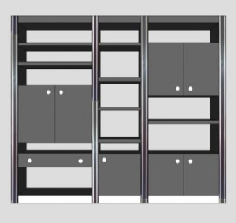 现代黑色衣橱SU模型下载_sketchup草图大师SKP模型