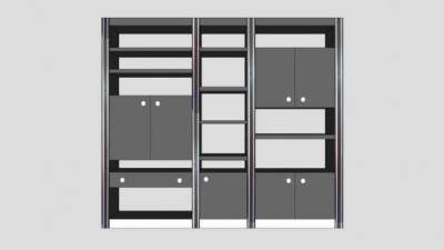 现代黑色衣橱SU模型下载_sketchup草图大师SKP模型