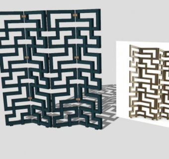 中式屏风SU模型下载_sketchup草图大师SKP模型