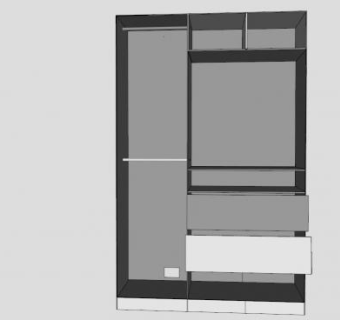 三门开放式衣柜SU模型下载_sketchup草图大师SKP模型