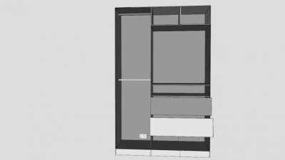 三门开放式衣柜SU模型下载_sketchup草图大师SKP模型