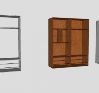 卧室现代实木衣柜SU模型下载_sketchup草图大师SKP模型