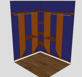 现代L型衣橱组织者SU模型下载_sketchup草图大师SKP模型