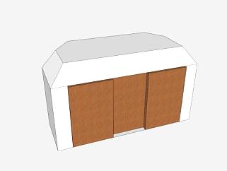 实木滚动式衣柜壁橱SU模型下载_sketchup草图大师SKP模型