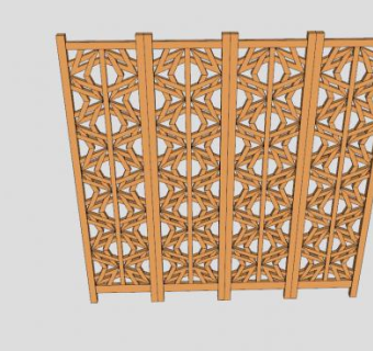 卧房装饰木屏风SU模型下载_sketchup草图大师SKP模型