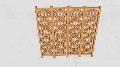 卧房装饰木屏风SU模型下载_sketchup草图大师SKP模型