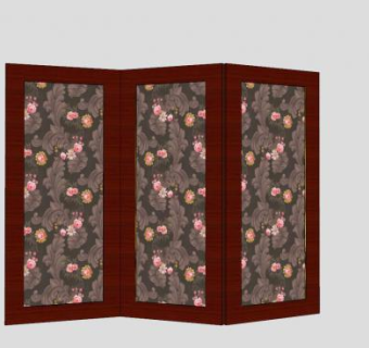 欧式花纹木屏风SU模型下载_sketchup草图大师SKP模型