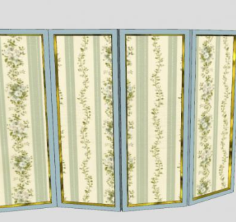 现代花纹金属屏风SU模型下载_sketchup草图大师SKP模型