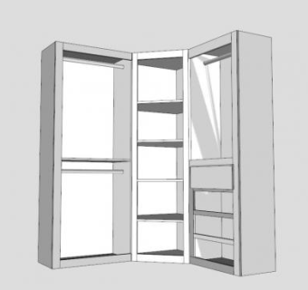 现代衣橱角落SU模型下载_sketchup草图大师SKP模型