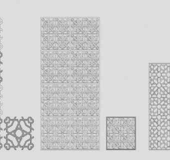 镂空雕刻隔断系列SU模型下载_sketchup草图大师SKP模型