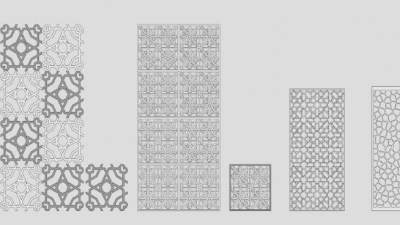 镂空雕刻隔断系列SU模型下载_sketchup草图大师SKP模型