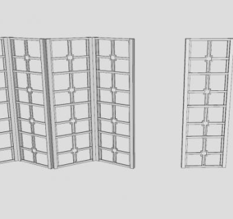 现代十字木屏风SU模型下载_sketchup草图大师SKP模型