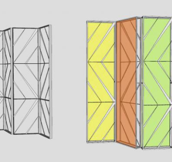 半透明玻璃屏风SU模型下载_sketchup草图大师SKP模型