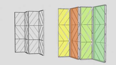 半透明玻璃屏风SU模型下载_sketchup草图大师SKP模型