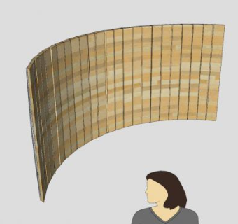 木板弧形屏风SU模型下载_sketchup草图大师SKP模型
