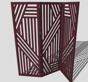 不规则条形屏风SU模型下载_sketchup草图大师SKP模型