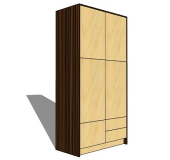 实木双开门平开式衣柜SU模型下载_sketchup草图大师SKP模型