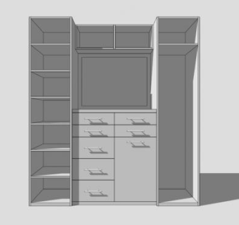 当代白色衣柜衣橱SU模型下载_sketchup草图大师SKP模型