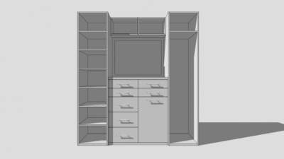 当代白色衣柜衣橱SU模型下载_sketchup草图大师SKP模型