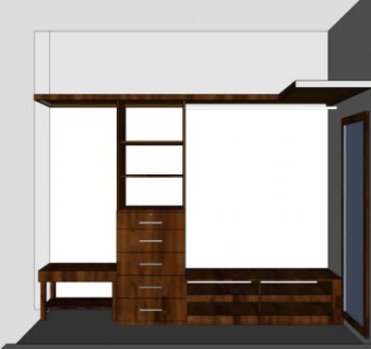嵌入式实木衣柜SU模型下载_sketchup草图大师SKP模型