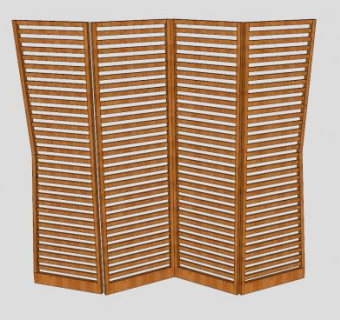 百叶木屏风SU模型下载_sketchup草图大师SKP模型