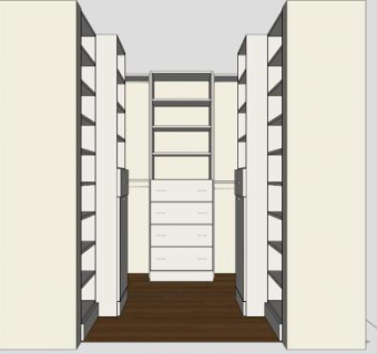 现代衣橱U型衣柜SU模型下载_sketchup草图大师SKP模型