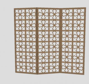 仿古镂空屏风SU模型下载_sketchup草图大师SKP模型