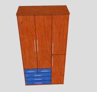 简易板式三门衣柜SU模型下载_sketchup草图大师SKP模型