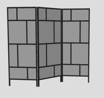 立地式玻璃隔断墙SU模型下载_sketchup草图大师SKP模型