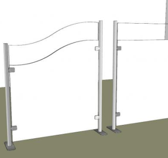 现代金属白色玻璃屏风SU模型下载_sketchup草图大师SKP模型
