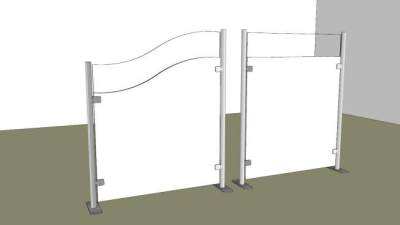现代金属白色玻璃屏风SU模型下载_sketchup草图大师SKP模型