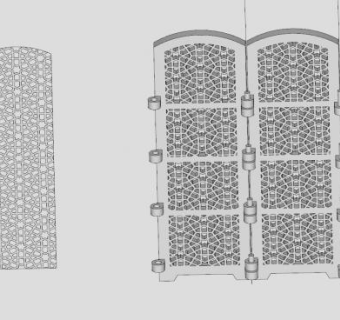金属镂空隔断SU模型下载_sketchup草图大师SKP模型