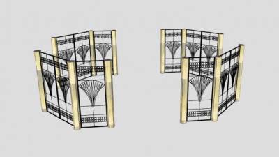 宴会厅格栅屏风SU模型下载_sketchup草图大师SKP模型