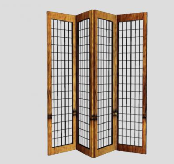 日式简易木屏风SU模型下载_sketchup草图大师SKP模型
