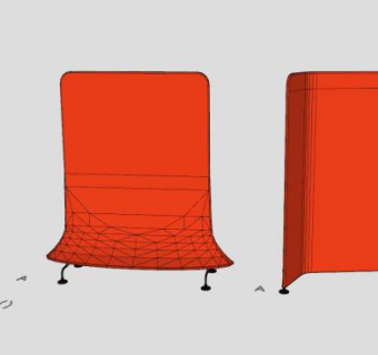 现代风格红色屏风SU模型下载_sketchup草图大师SKP模型