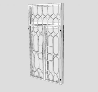 格栅玻璃窗和屏风SU模型下载_sketchup草图大师SKP模型