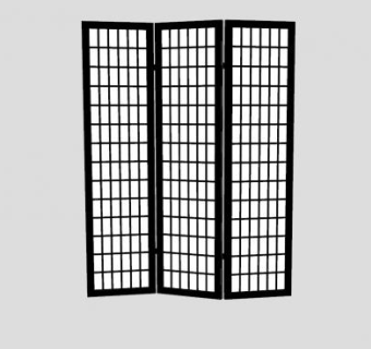 黑色格栅折叠式屏风SU模型下载_sketchup草图大师SKP模型