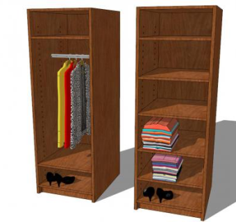 实木衣柜衣橱SU模型下载_sketchup草图大师SKP模型