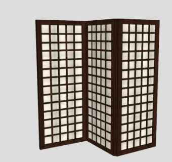 日式折叠木屏风SU模型下载_sketchup草图大师SKP模型