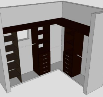 转角壁柜衣柜SU模型下载_sketchup草图大师SKP模型