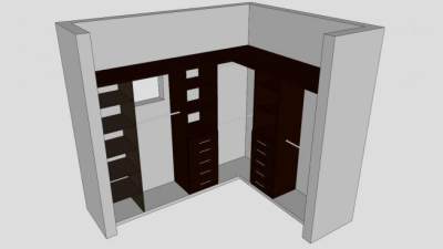 转角壁柜衣柜SU模型下载_sketchup草图大师SKP模型